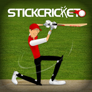The Stick Cricket logo, a stick figure playing a shot