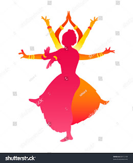 A silhouette of a dancer in a classical Indian pose